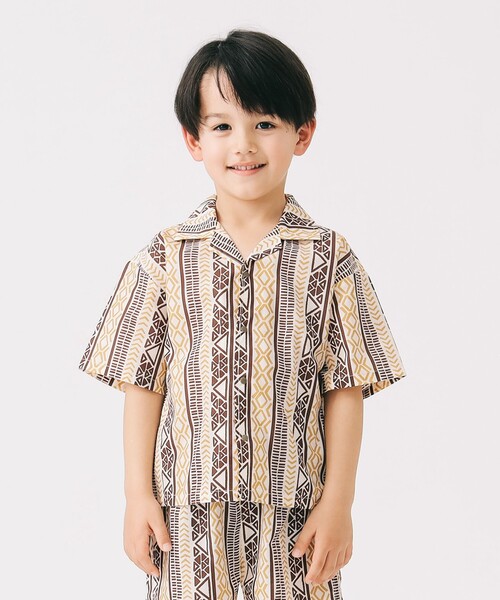 B:MING by BEAMS(ビーミングバイビームス)の「エスニック プリント シャツ(100~140cm)(シャツ/ブラウス・キッズ・ブラウン/ネイビー・100/110/120/130/140)」の4枚目の写真