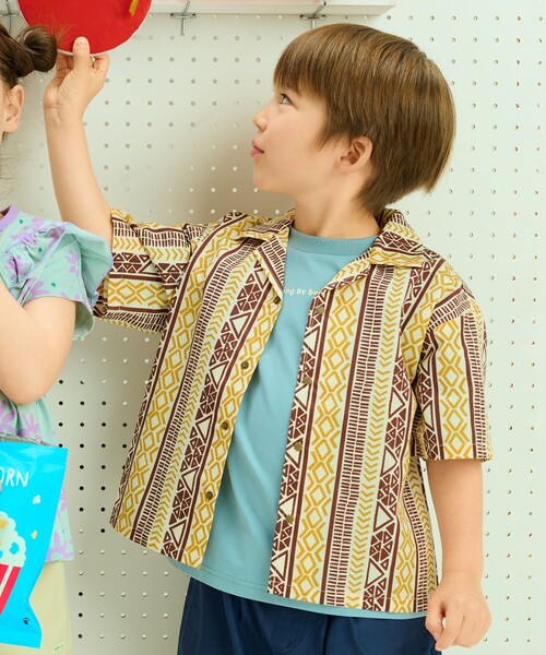 B:MING by BEAMS(ビーミングバイビームス)の「エスニック プリント シャツ(100~140cm)(シャツ/ブラウス・キッズ・ブラウン/ネイビー・100/110/120/130/140)」の1枚目の写真