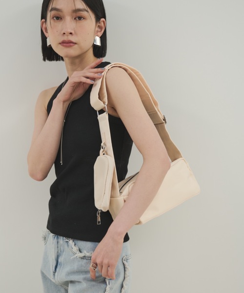 Shelly island（シェリーアイランド）の「ポーチ付きショルダーバッグ（ショルダーバッグ・レディース・ホワイト/ブラック・FREE）」の14枚目の写真