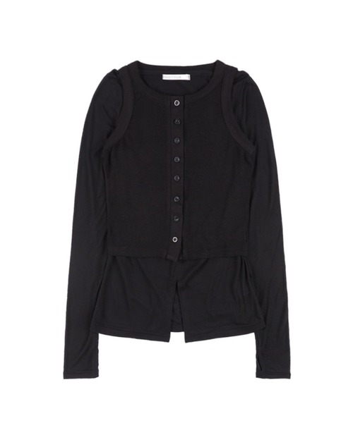 tシャツ 「FANCY CLUB」3-WAY BUTTON LAYERED LONG SLEEVE / 「ファンシークラブ」ボタンベストレイヤード長袖 FANCY CLUB tシャツ 「FANCY CLUB」3-WAY BUTTON LAYERED LONG