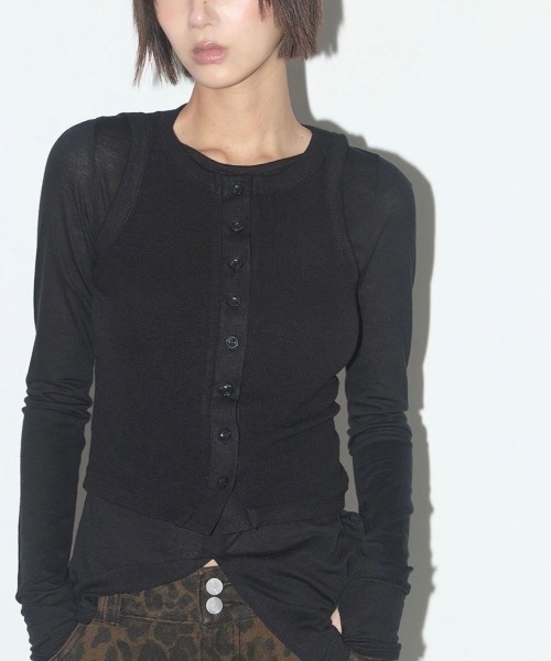 セール】【FANCY CLUB】3-WAY BUTTON LAYERED LONG SLEEVE