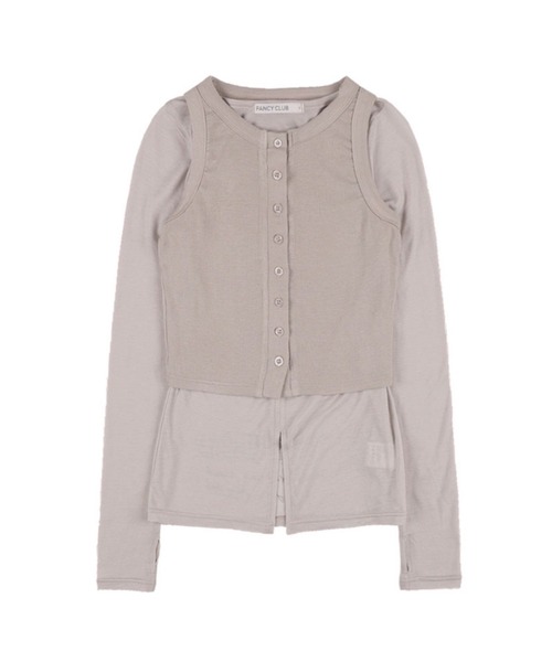 tシャツ 「FANCY CLUB」3-WAY BUTTON LAYERED LONG SLEEVE / 「ファンシークラブ」ボタンベストレイヤード長袖 FANCY CLUB tシャツ 「FANCY CLUB」3-WAY BUTTON LAYERED LONG
