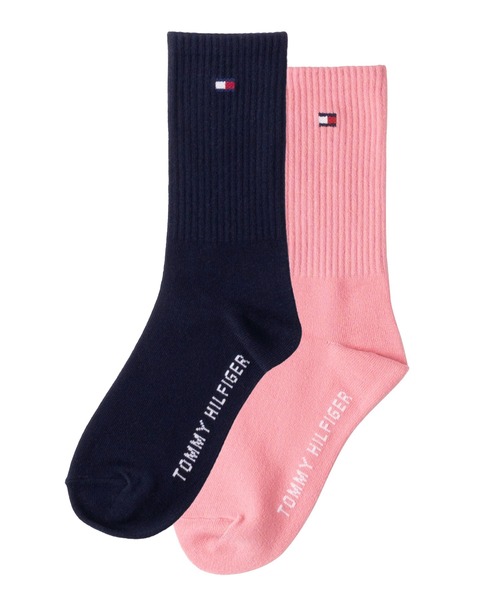 TOMMY HILFIGER（トミーヒルフィガー）の「【EC別注】TOMMY HILFIGER/トミーヒルフィガー ブランド ロゴ 靴下 ミドル丈 クルーソックス 2足セット 23cm 24cm 25cm（ソックス/靴下・レディース・その他1/その他2/その他3/アイボリー/ブラック・23-25cm）」の3枚目の写真
