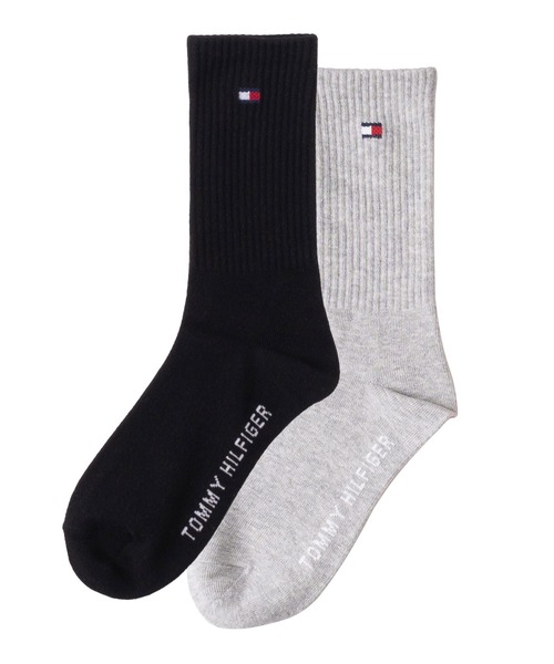 TOMMY HILFIGER（トミーヒルフィガー）の「【EC別注】TOMMY HILFIGER/トミーヒルフィガー ブランド ロゴ 靴下 ミドル丈 クルーソックス 2足セット 23cm 24cm 25cm（ソックス/靴下・レディース・その他1/その他2/その他3/アイボリー/ブラック・23-25cm）」の5枚目の写真