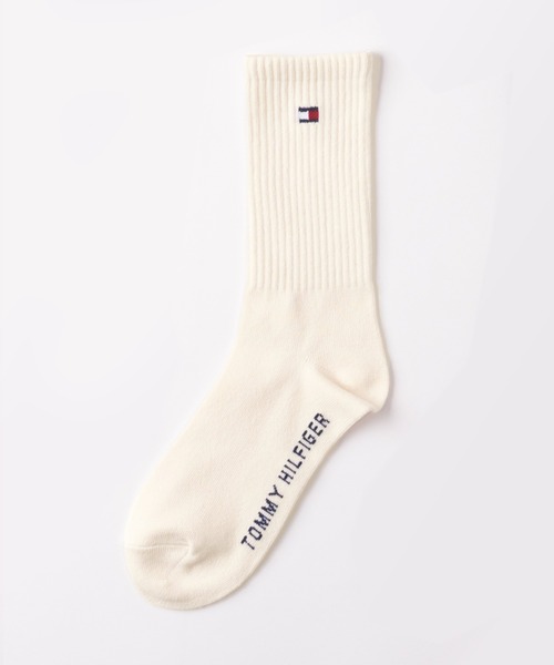 TOMMY HILFIGER（トミーヒルフィガー）の「【EC別注】TOMMY HILFIGER/トミーヒルフィガー ブランド ロゴ 靴下 ミドル丈 クルーソックス 2足セット 23cm 24cm 25cm（ソックス/靴下・レディース・その他1/その他2/その他3/アイボリー/ブラック・23-25cm）」の6枚目の写真