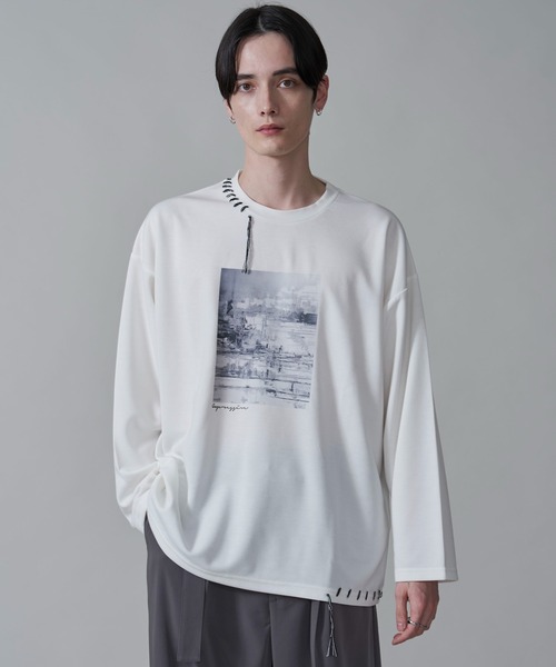 BROWNY（ブラウニー）の「BROWNY/グラフィックステッチロンT（Tシャツ/カットソー・メンズ・ホワイト/ブラック・MEDIUM/LARGE）」の2枚目の写真