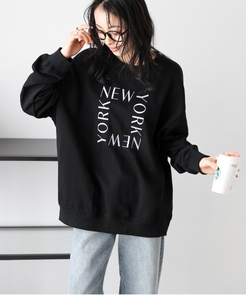 AMELY(エミリー)の「ロゴ刺繍 スウェットプルオーバー(スウェット・レディース・ブラック/グレー/ホワイト・フリー)」の11枚目の写真