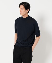 モックネック」に該当するブルー・ネイビー/青色系のメンズ