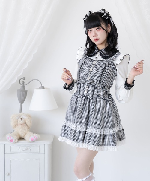 DearMyLove(ディアマイラブ)の「ハートベルトビジューフリルビスチェ(キャミソール・レディース・グレー/ブルー/ブラック/ベビーピンク・3L/LL/LARGE/MEDIUM)」の3枚目の写真