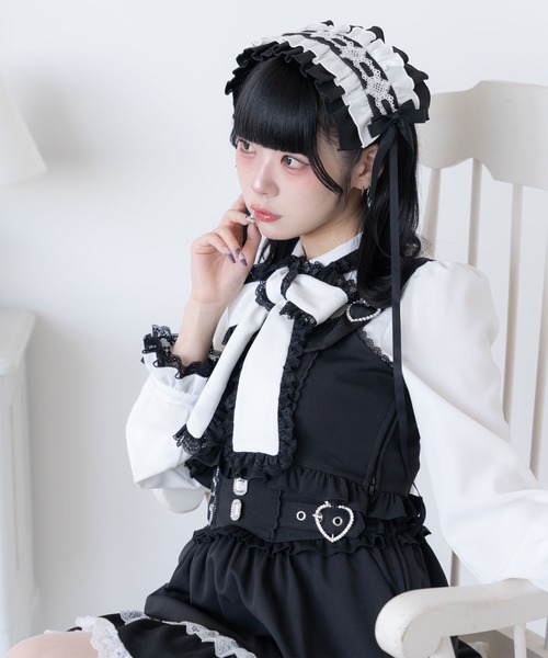 DearMyLove(ディアマイラブ)の「ハートベルトビジューフリルビスチェ(キャミソール・レディース・グレー/ブルー/ブラック/ベビーピンク・3L/LL/LARGE/MEDIUM)」の2枚目の写真