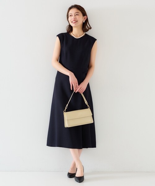 【美品】UNTITLED アンタイトル セットアップ ネイビー ストライプ アンタイトル UNTITLED ストライプ スタンドカラーブラウス