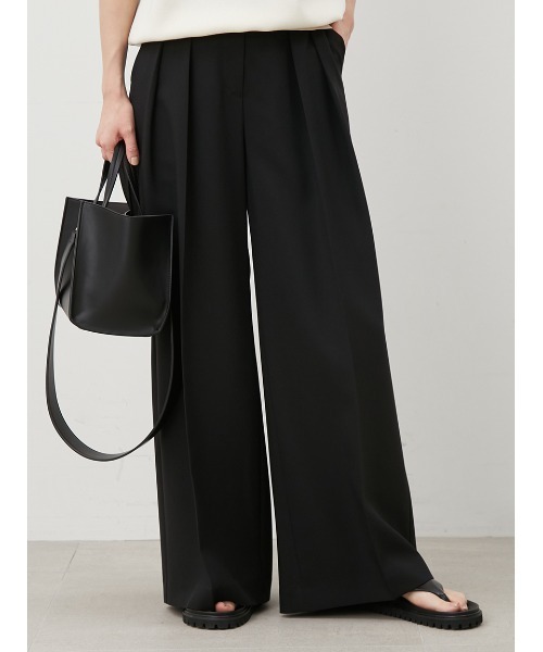 Mila Owen / ミラ オーウェン　フラップデザイン2タックワイドパンツ フラップデザイン2タックワイドパンツ(ロングパンツ)｜パンツ