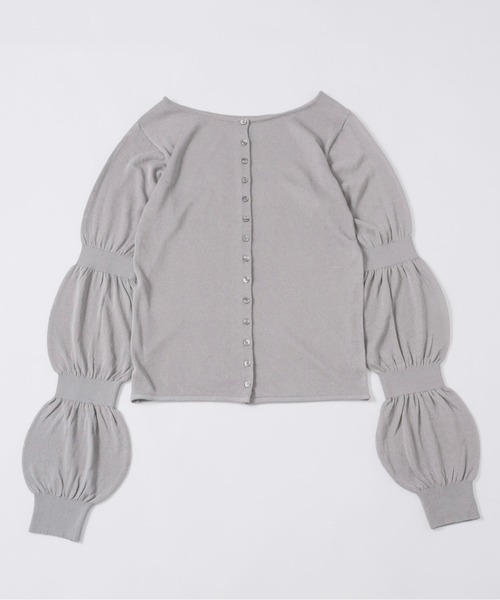 musubore（ムスボレ）の「puff puff sleeve sheer cardigan / パフパフスリーブシアーカーディガン（カーディガン/ボレロ・レディース・ライトグリーン/ピンク/グレー/ブラック/パープル・FREE）」の2枚目の写真