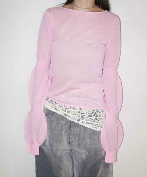 puff puff sleeve sheer cardigan / パフパフスリーブシアー