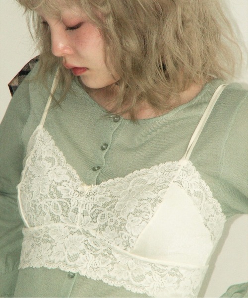 musubore（ムスボレ）の「puff puff sleeve sheer cardigan / パフパフスリーブシアーカーディガン（カーディガン/ボレロ・レディース・ライトグリーン/ピンク/グレー/ブラック/パープル・FREE）」の17枚目の写真