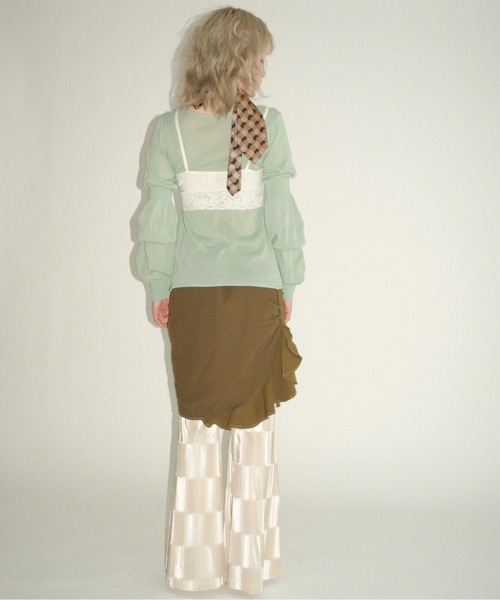 musubore（ムスボレ）の「puff puff sleeve sheer cardigan / パフパフスリーブシアーカーディガン（カーディガン/ボレロ・レディース・ライトグリーン/ピンク/グレー/ブラック/パープル・FREE）」の9枚目の写真