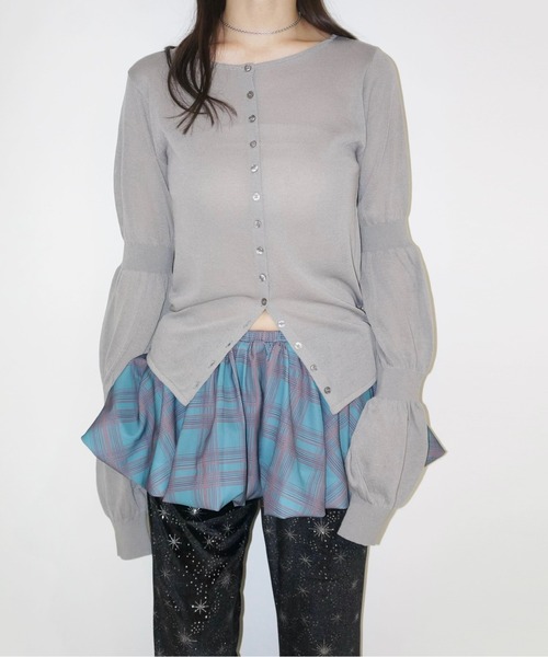 カーディガン sheer puff sleeve cardigan レディース puff puff sleeve sheer cardigan / パフパフスリーブシアー