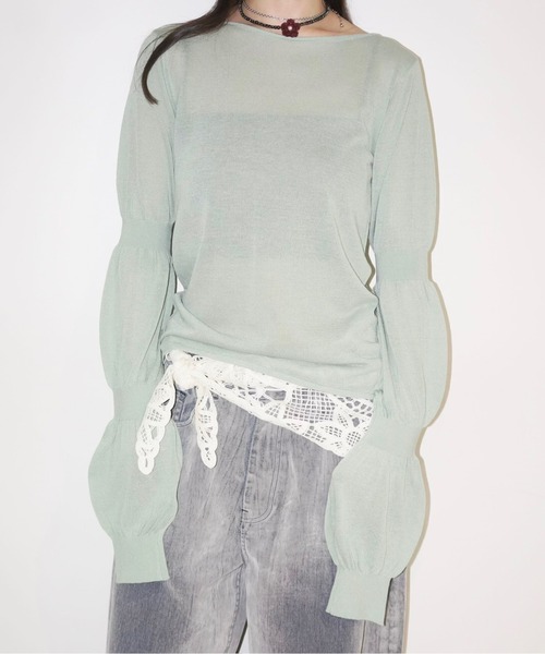puff puff sleeve sheer cardigan / パフパフスリーブシアー