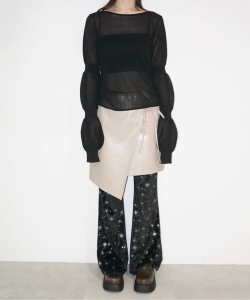 カーディガン puff puff sleeve sheer cardigan / パフパフスリーブシアーカーディガン レディース puff puff sleeve sheer cardigan / パフパフスリーブシアー