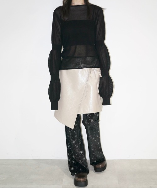 カーディガン sheer puff sleeve cardigan レディース puff puff sleeve sheer cardigan / パフパフスリーブシアー