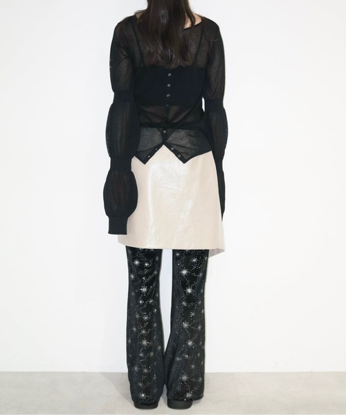 カーディガン puff puff sleeve sheer cardigan / パフパフスリーブシアーカーディガン レディース puff puff sleeve sheer cardigan / パフパフスリーブシアー