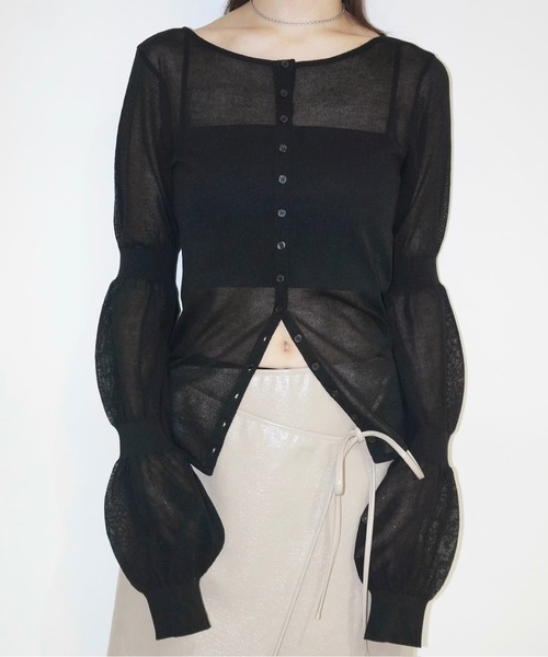 カーディガン puff puff sleeve sheer cardigan / パフパフスリーブシアーカーディガン レディース puff puff sleeve sheer cardigan / パフパフスリーブシアー