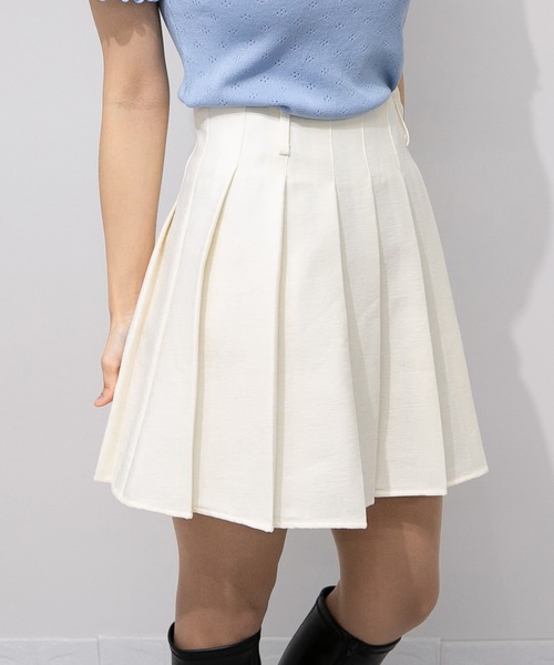 pumpkin port（パンプキンポート）の「バックシャーリング インパン付ミニプリーツスカート（スカート・レディース・アイボリー/ブラック/グレー・M）」の3枚目の写真