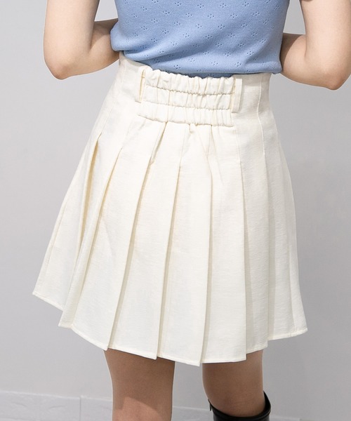 pumpkin port（パンプキンポート）の「バックシャーリング インパン付ミニプリーツスカート（スカート・レディース・アイボリー/ブラック/グレー・M）」の9枚目の写真