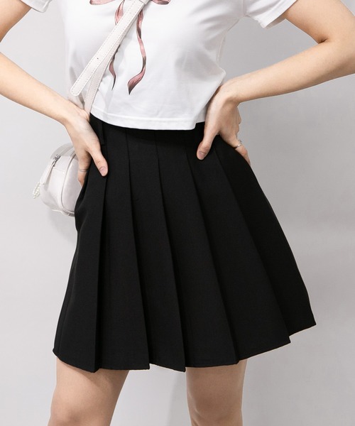 pumpkin port（パンプキンポート）の「バックシャーリング インパン付ミニプリーツスカート（スカート・レディース・アイボリー/ブラック/グレー・M）」の12枚目の写真