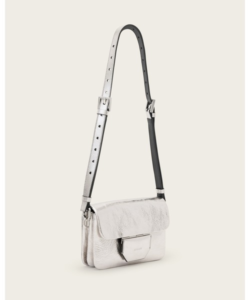 ALLSAINTS（オールセインツ）の「JUPITER LEATHER CROSSBODY BAG | JUPITER レザー クロスボディ バッグ（ショルダーバッグ・レディース・シルバー・ONE SIZE）」の5枚目の写真