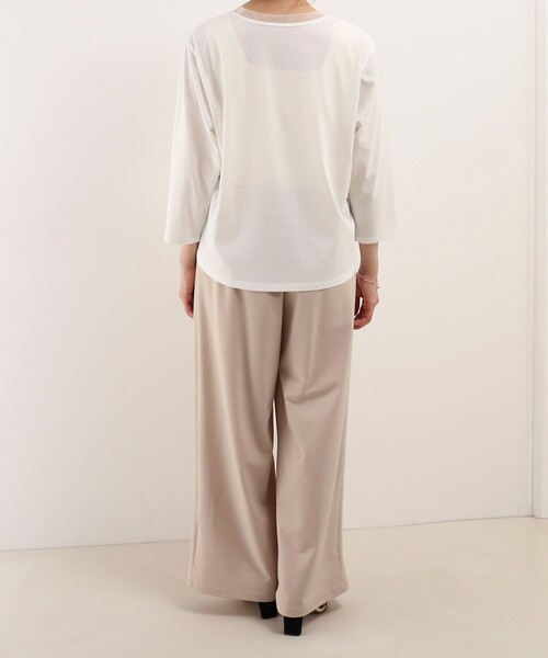 NOLLEY'S LIGHT（ノーリーズライト）の「チュール＋パールロゴTシャツ（Tシャツ/カットソー・レディース・オフホワイト/グレイッシュベージュ・38）」の5枚目の写真