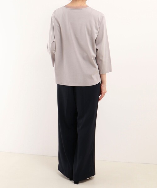 NOLLEY'S LIGHT（ノーリーズライト）の「チュール＋パールロゴTシャツ（Tシャツ/カットソー・レディース・オフホワイト/グレイッシュベージュ・38）」の8枚目の写真