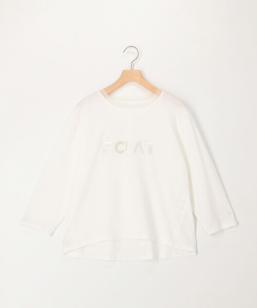 NOLLEY'S LIGHT（ノーリーズライト）の「チュール＋パールロゴTシャツ（Tシャツ/カットソー・レディース・オフホワイト/グレイッシュベージュ・38）」の9枚目の写真