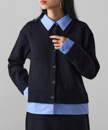 【MAGASIN DE MODE Onjna】(セットアップ対応) アルパカタッチ シャツドッキングカーディガン レイヤード風 韓国風 DTK