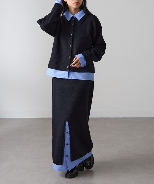 MAGASIN DE MODE Onjna(マガジンデモードオンジェナ )の「【MAGASIN DE MODE Onjna】(セットアップ対応) アルパカタッチ シャツドッキングカーディガン レイヤード風 韓国風 DTK(カーディガン/ボレロ・レディース・チャコールグレー/ブラック・FREE)」の12枚目の写真