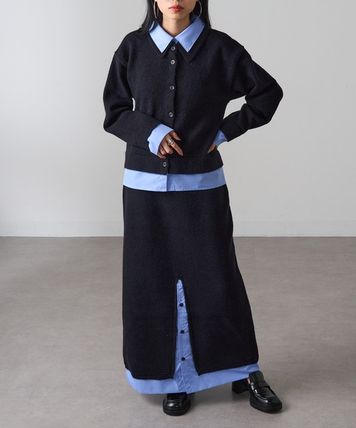 MAGASIN DE MODE Onjna(マガジンデモードオンジェナ )の「【MAGASIN DE MODE Onjna】(セットアップ対応) アルパカタッチ シャツドッキングカーディガン レイヤード風 韓国風 DTK(カーディガン/ボレロ・レディース・チャコールグレー/ブラック・FREE)」の13枚目の写真