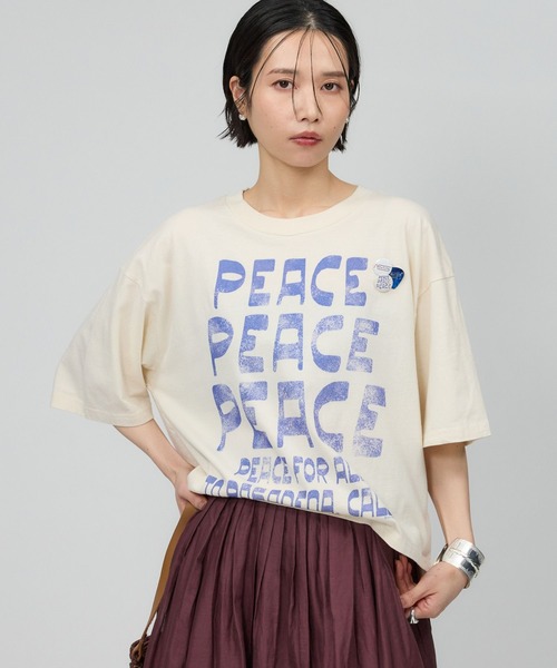 BABYLONE(バビロン)の「【Newtone】PEACE Tee(Tシャツ/カットソー・レディース・オフホワイト/グレー・フリー)」の4枚目の写真