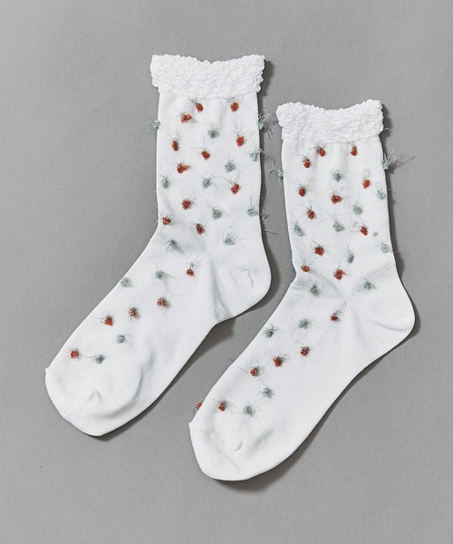 l'atelier du savon（アトリエドサボン）の「_つぶつぶ　くつした（ソックス/靴下・レディース・ホワイト/ブラック・FREE）」の2枚目の写真