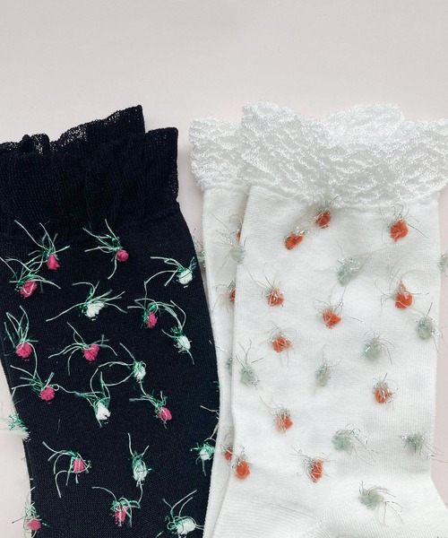 l'atelier du savon（アトリエドサボン）の「_つぶつぶ　くつした（ソックス/靴下・レディース・ホワイト/ブラック・FREE）」の6枚目の写真