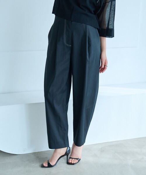 CAST:（キャストコロン）の「【接触冷感/UV対策/セットアップﾟ対応】カジュアルタックパンツ（その他パンツ・レディース・ブラック/オフホワイト/グレー系その他2・S/M/L）」の3枚目の写真