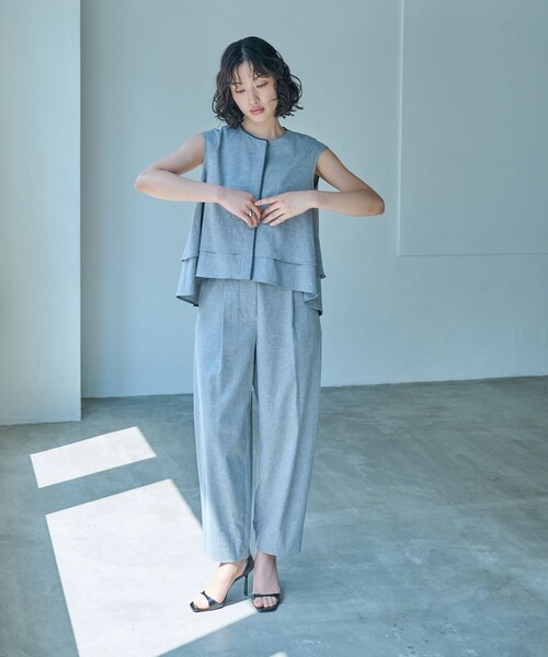 CAST:（キャストコロン）の「【接触冷感/UV対策/セットアップﾟ対応】カジュアルタックパンツ（その他パンツ・レディース・ブラック/オフホワイト/グレー系その他2・S/M/L）」の14枚目の写真