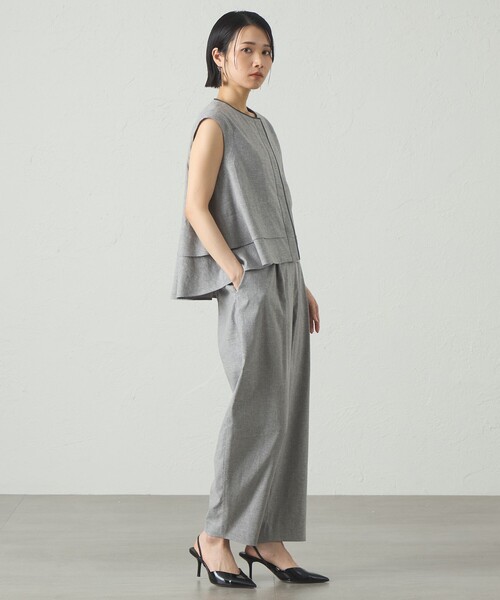 CAST:（キャストコロン）の「【接触冷感/UV対策/セットアップﾟ対応】カジュアルタックパンツ（その他パンツ・レディース・ブラック/オフホワイト/グレー系その他2・S/M/L）」の8枚目の写真