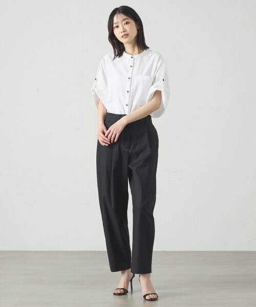 CAST:（キャストコロン）の「【接触冷感/UV対策/セットアップﾟ対応】カジュアルタックパンツ（その他パンツ・レディース・ブラック/オフホワイト/グレー系その他2・S/M/L）」の9枚目の写真