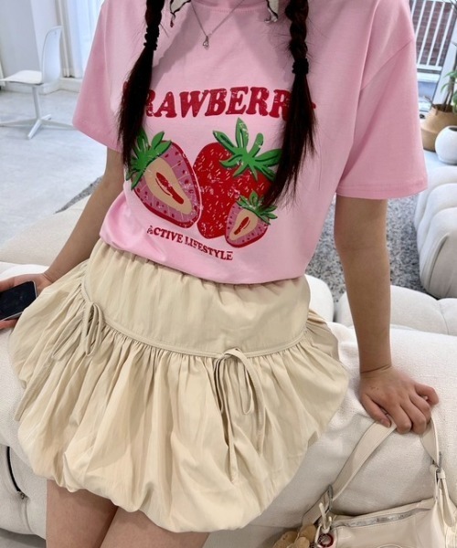 ipugo（イプゴ）の「ipugo/イプゴ リボンバルーンスカート（スカート・レディース・クリーム/ピンク・FREE）」の4枚目の写真