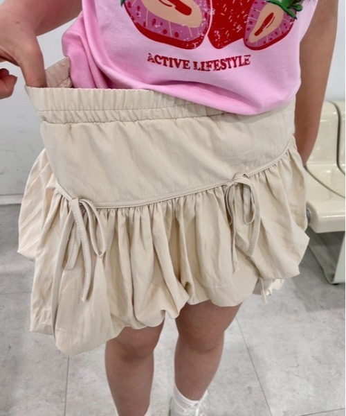 ipugo（イプゴ）の「ipugo/イプゴ リボンバルーンスカート（スカート・レディース・クリーム/ピンク・FREE）」の7枚目の写真