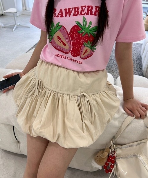 ipugo（イプゴ）の「ipugo/イプゴ リボンバルーンスカート（スカート・レディース・クリーム/ピンク・FREE）」の3枚目の写真