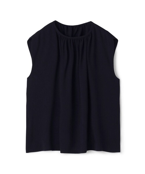 ジャージーライクジョーゼット ギャザーネックブラウス（シャツ