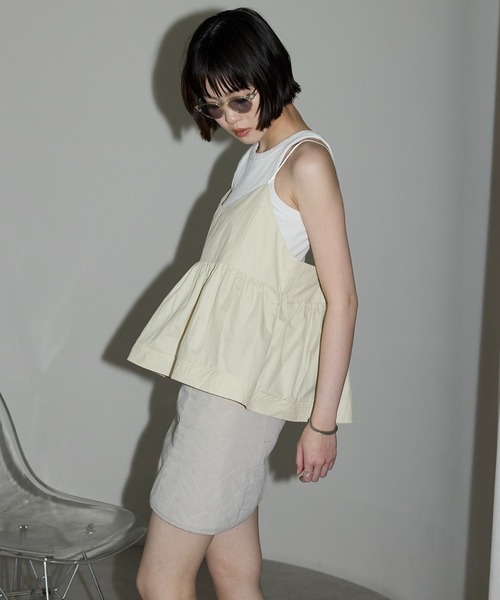 BELEAR MIMI イレヘムサテントップス 再販！□manaodaysさんコラボ サテンビスチェ 裾フレア ペプラム