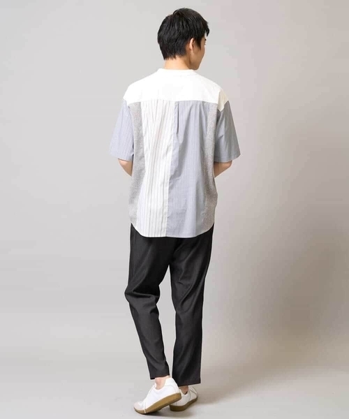 a.v.v（アーヴェヴェ）の「【マシンウォッシャブル】ハーフジップバックシャン切替カットソー（Tシャツ/カットソー・メンズ・ブラック/ホワイト・48/50/46）」の6枚目の写真