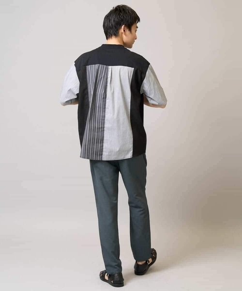 a.v.v（アーヴェヴェ）の「【マシンウォッシャブル】ハーフジップバックシャン切替カットソー（Tシャツ/カットソー・メンズ・ブラック/ホワイト・48/50/46）」の9枚目の写真